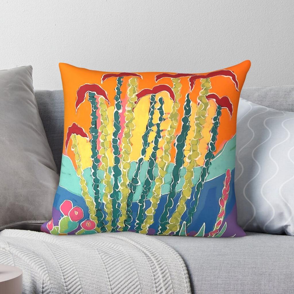 Ocotillo Fouquieria Splendens Square Pillowcase Polyester Linen Velvet Creative Decorative Throw Pillow Case Bed Cushion Cover