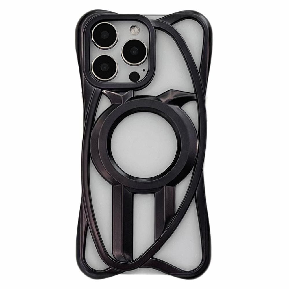 For iPhone 16 Pro Max Matte Case Compatible with MagSafe Frameless Electroplated Hollow Design TPU Phone Cover