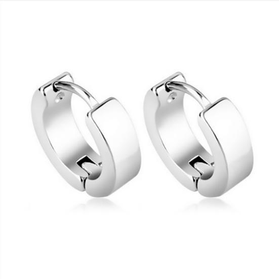 1 Pair Cool Men's Stainless Steel Huggie Hoop Earrings Casual Jewelry