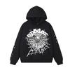 Unisex Oversized Hooded Sweatshirt Set With Spiderweb Foil Print Warm Fleece-Lined Loose Fit Streetwear Men Women