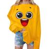 Женский свитер с принтом Expression, круглый вырез, спущенные плечи, длинный рукав, толстовка