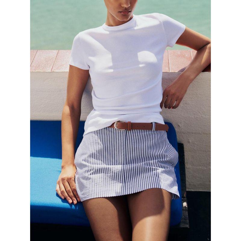 Za2024 Summer New Product Women's Clothes Fashion All-Matching with Belt Casual Stripes Short Pantskirt 1478223 104