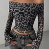 Autumn Women's T-shirt New Streetwear Fashion Long Sleeves O-Neck Tees Sexy Leopard Backless Female Versatile Knitted Clothing