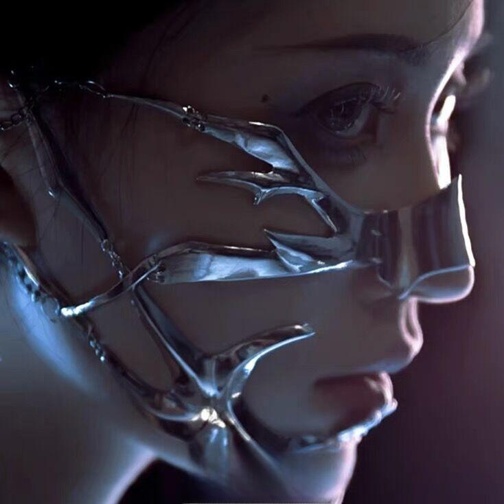 Маска для подбородка в стиле киберпанк из металла с крышкой для рта и цепью — декор для лица на Хэллоуин унисекс