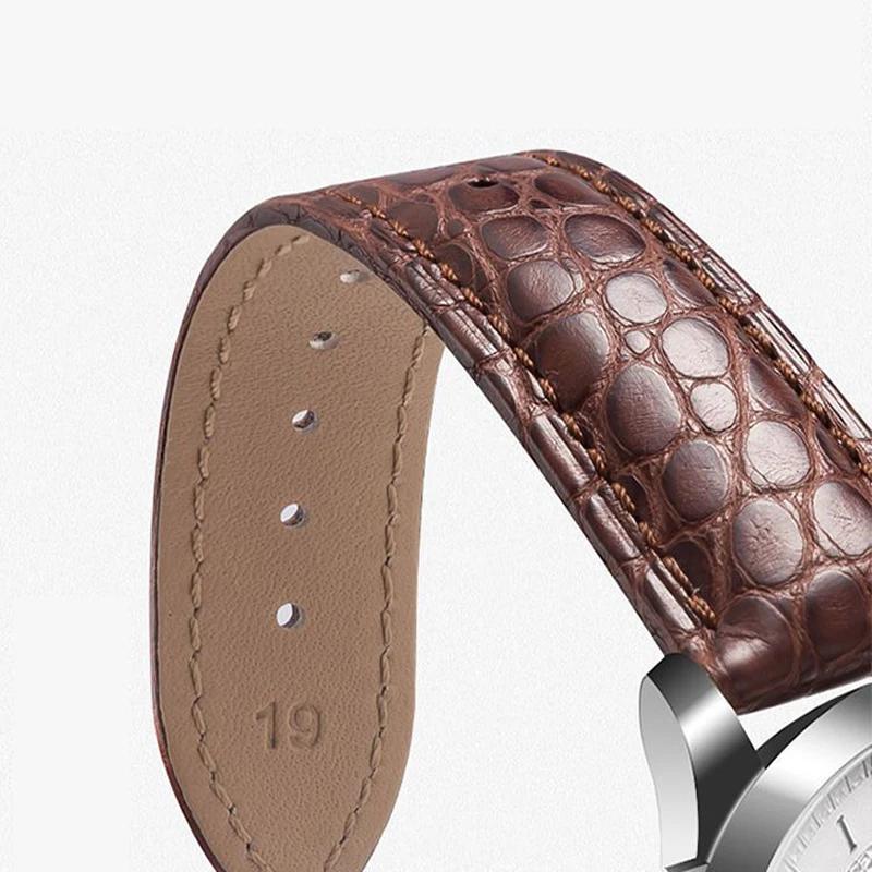 Ремешок для часов из крокодиловой кожи аллигатора 12 14 16 18 20 22 24 мм для мужчин и женщин Longines Master Omega с пряжкой-бабочкой