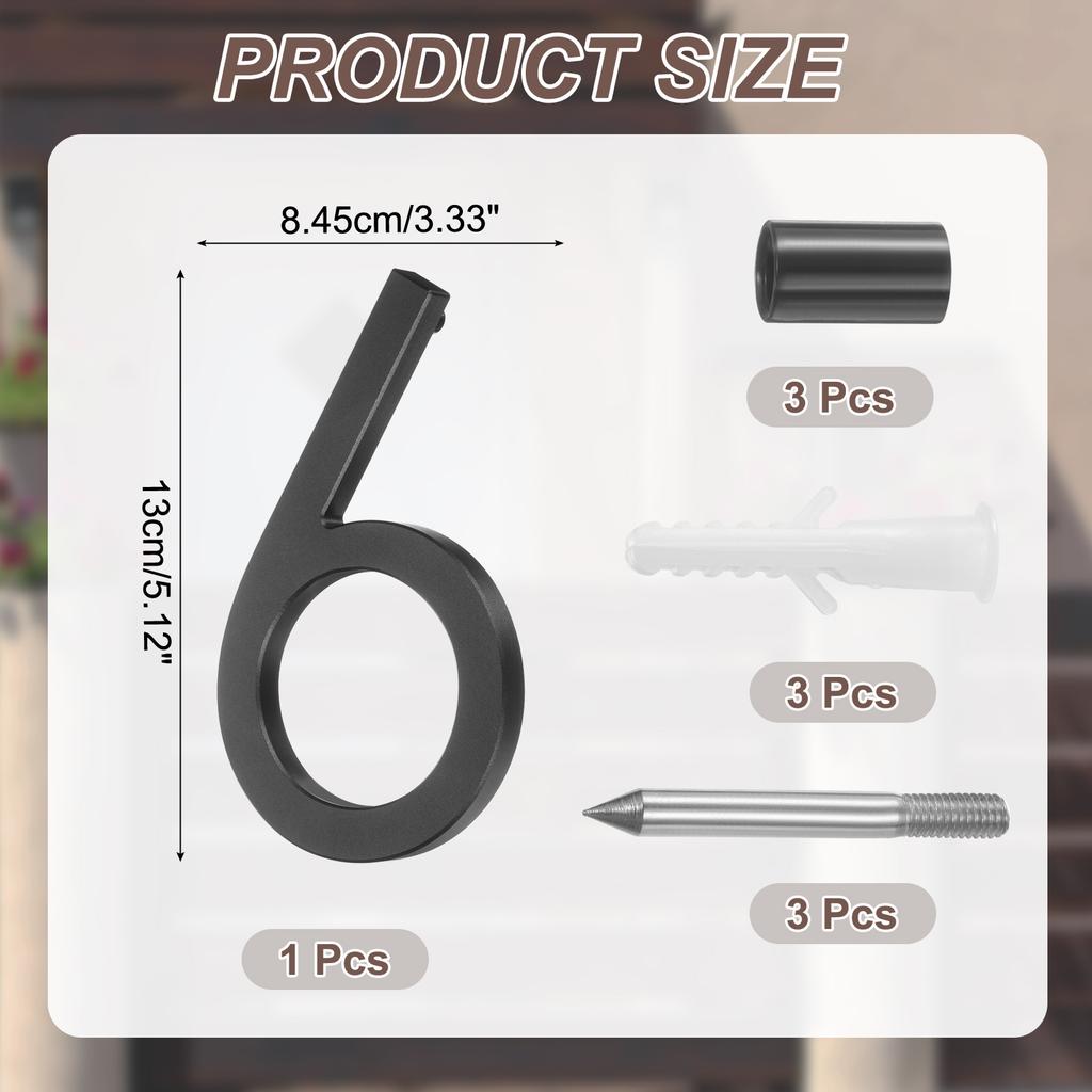 0-9 Floating House Numbers Solid Aluminum Modern Address Number for Outside with Nails Kit for Home Street Office Sign Black 5"