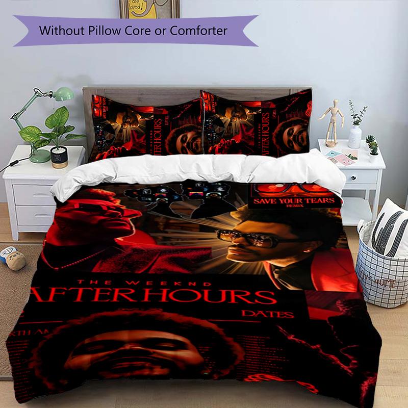 The Weeknd 3pcs Bedding Set Duvet Cover Closure Includes 1 Duvet Cover & 2 Pillowcases for All Seasons Bedroom Home Dorm Decor