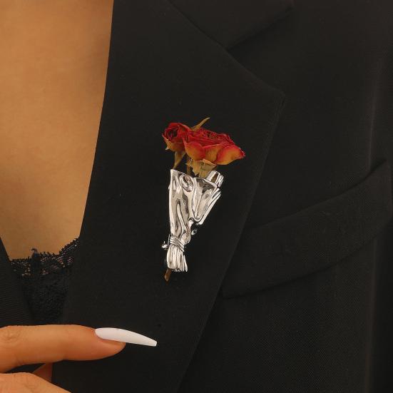 Держатель для цветов Брошь-букет Носимая ваза Брошь-булавка Вставка для живых или засушенных цветов в букет Аксессуар-булавка для курток Платьев Шарфов Свитеров