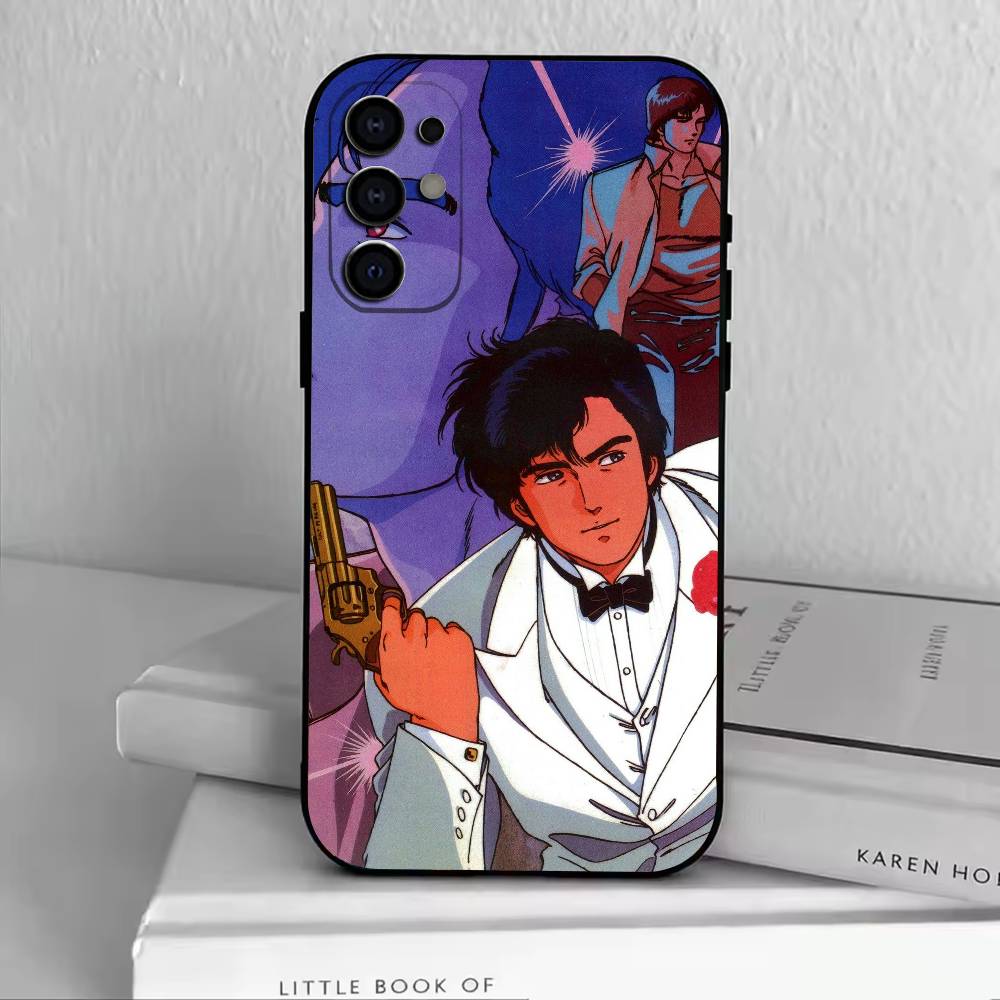 Retro C-City Hunter Comic Phone Case For Samsung S25,S24,S21,S22,S23,S30,Ultra,S20,Plus,Fe,Soft Silicone Black Cover