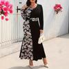 Women's Dress Slimming Color Contrast Large Size Fat MM Printed Dress