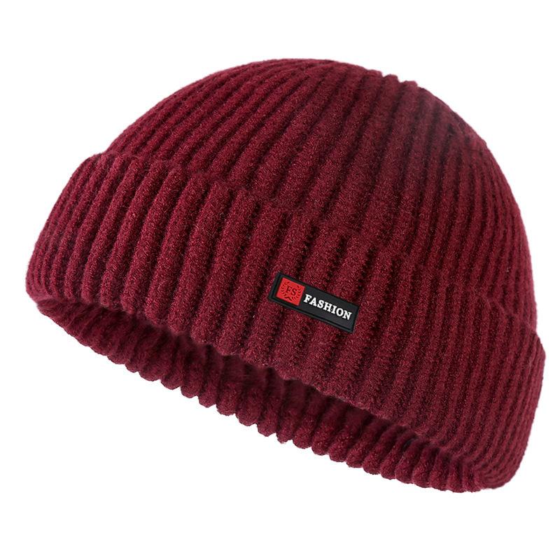 Autumn and winter solid color knitted hat men's warm wool hat, women's pullover hat landlord hat ins street trendy hat melon fur hat