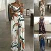 Summer Fashion Printed Wide Leg Jumpsuit Women Sexy Slash Neck Off-shoulder High Waist Jumpsuit Womem Csaual Suit