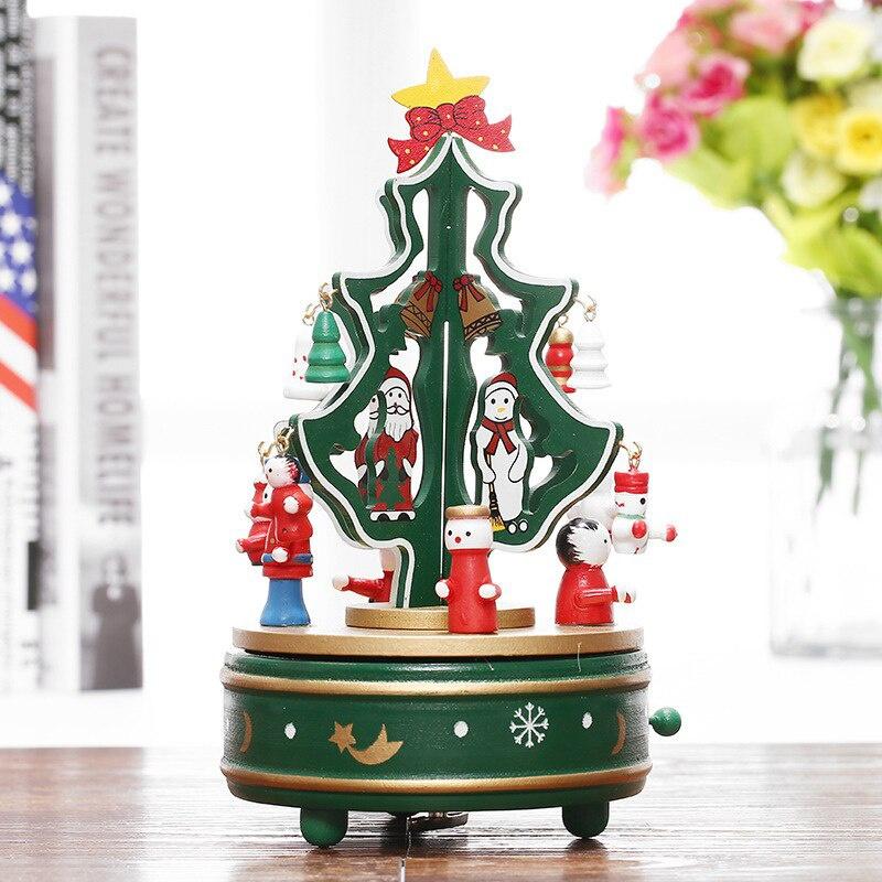 Креативная рождественская музыкальная шкатулка, деревянная музыкальная шкатулка, подарок, украшение для рождественской елки, кукла-снеговик, реквизит для окна