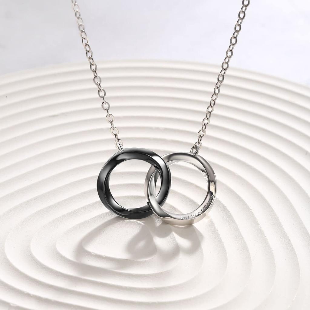 Серебряный парный комплект ожерелий для мужчин и женщин, белая подарочная упаковка, парное ожерелье [FANCIME] Комплект, 2, пары, пары, мужские, женские, рождественские,