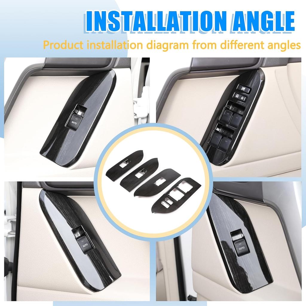 LLKUANG Window Lift Switch Button Frame Cover Trim Compatible with Toyota Land Cruiser Prado FJ150 LC150 150 2010-2018,Car Door Window Glass Lift