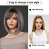 2025 New Gradient Gray Purple Short Straight Wig for Women - Side Bangs Bob Wig Synthetic Machine Made Full Cap, 4 Colors Available