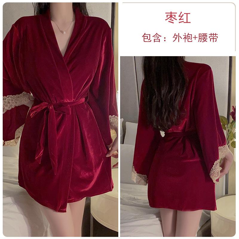 Women's Plus Size Lace Cutout Deep V Padded Cami Sleep Dress with Robe Lounge Set