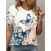 3D Print Butterfly Graphics T Shirt Women's T Shirt Animal Weekend Short Sleeve Tee Fashion Round Neck Tops Summer