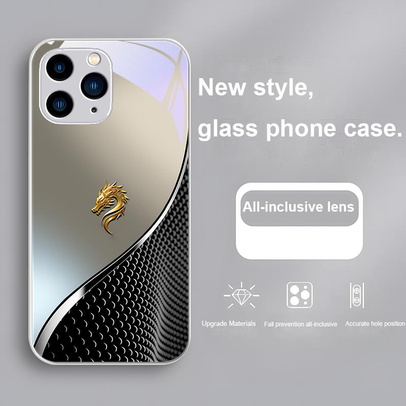 Сетка Градиент Дракон Роза Фиолетовый Для Iphone 15 14 13 12 11 Pro Max X XS XR 7 8 Plus 2020 2022 SE Закаленное Стекло Чехол для Телефона