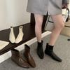 Европейский стиль, темперамент, толстый каблук, тонкие короткие ботинки, женские, 2025, осень и зима, универсальные ботинки Мартина, французский маленький квадратный носок, маленькая щиколотка