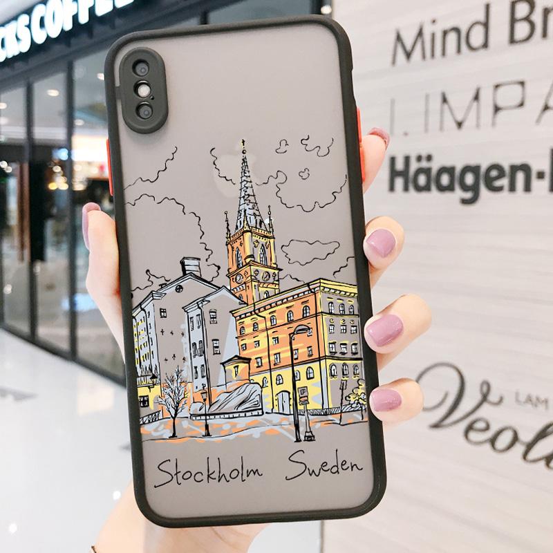 Travelling world travel Street painting Phone Case For Iphone 15 14 13 11 12 Pro Max 7 8 PLUS SE2 X XS XR Hard Matte Back Cover