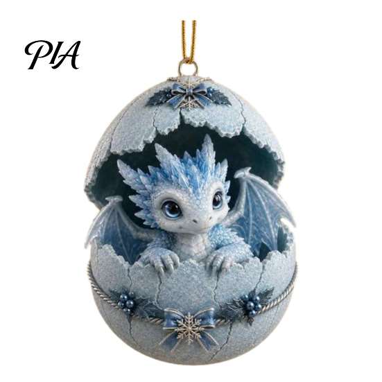 Decorative Acrylic Ornament Baby Dragon And Egg Christmas Ornament, 2D Flat Tree Hanging Decoration Decoration, Fantasy Pendant for Xmas Tree,