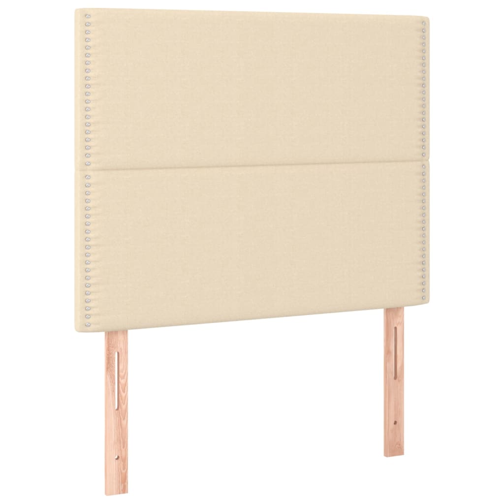 Box Spring Bed with Mattress Cream 90 x 190 cm Fabric