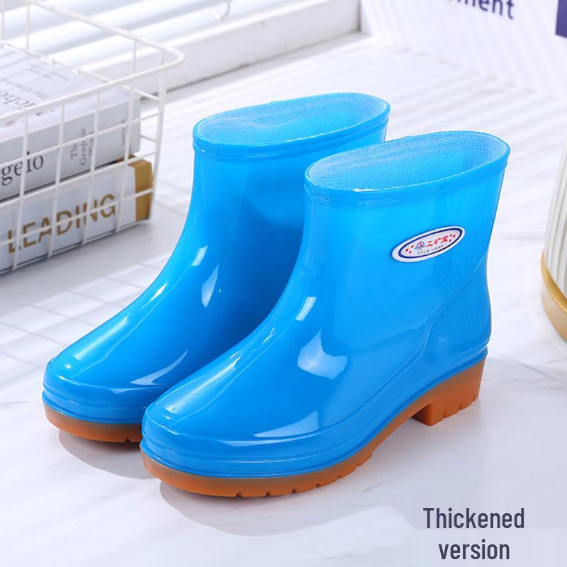 Женские водонепроницаемые короткие резиновые ботинки на оксфордской подошве - Нескользящая модная верхняя одежда