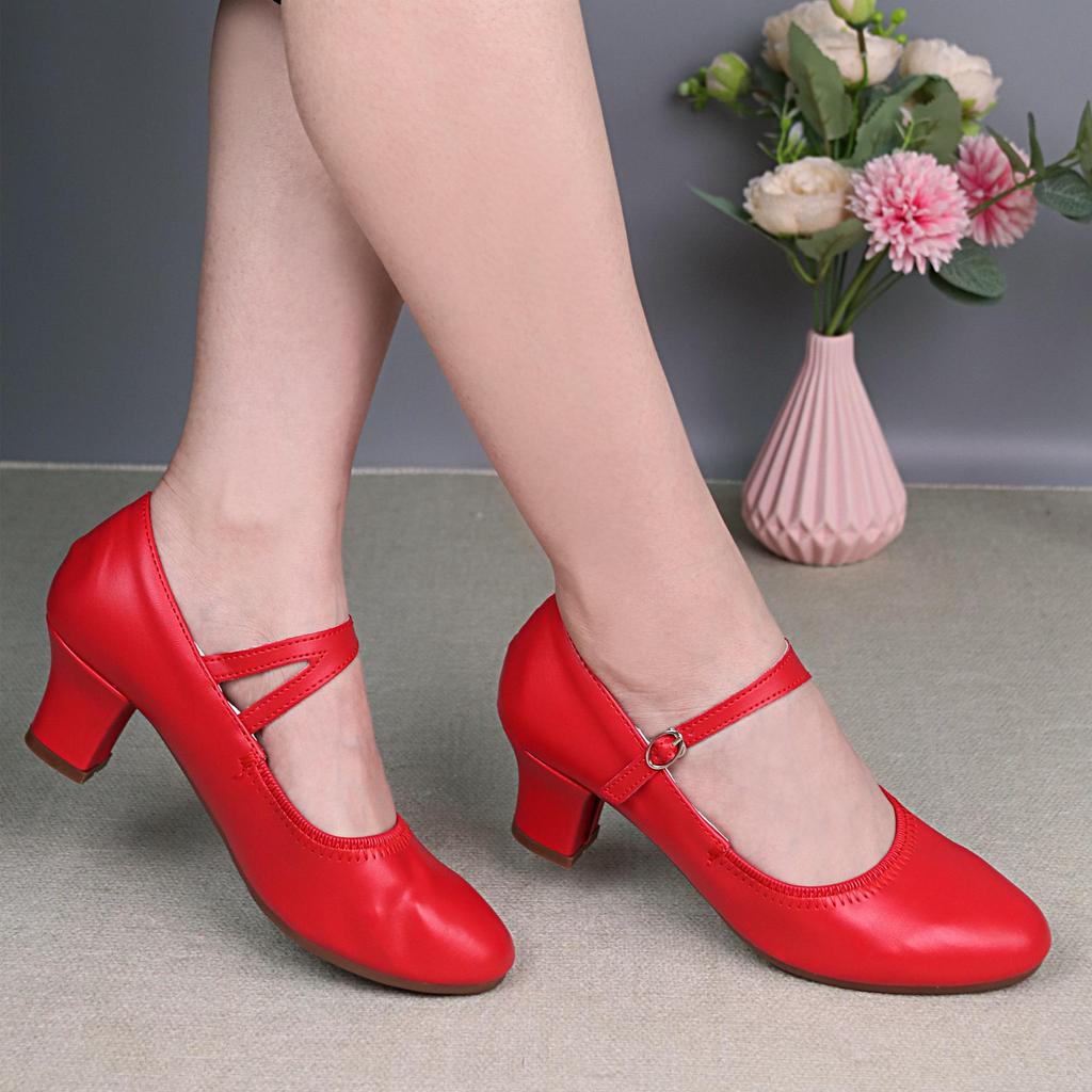 Teslyta Women's Mid-Heel Ballroom Dance Shoes - Breathable, Soft Sole, Lightweight