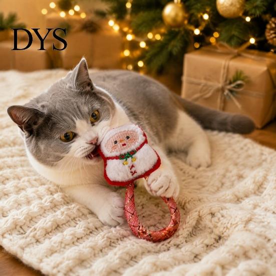 Натуральные игрушки с кошачьей мятой Рождественская игрушка для домашних кошек, Набитая кошачья жевательная игрушка с сетчатой поверхностью для снятия зуда при прорезывании зубов, Трубка для котят, Интерактивная гибкая трубка