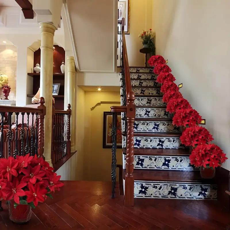 1/3 букета красных рождественских искусственных цветов пуансеттии для рождественского домашнего сада, украшения стола, вазы, свадебные цветы