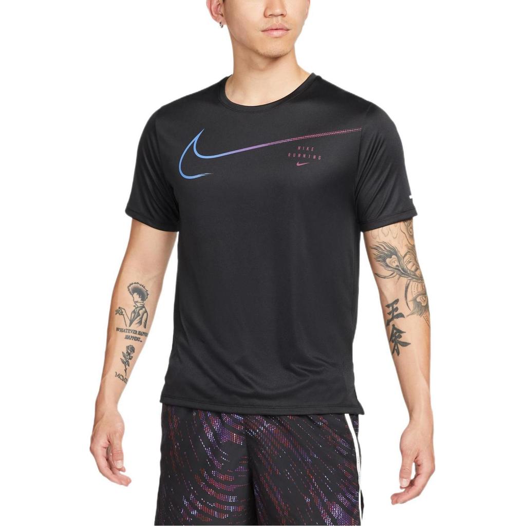 Nike Dri Fit T Shirts Men's Black Crew Neck Moderate Straight Fit
