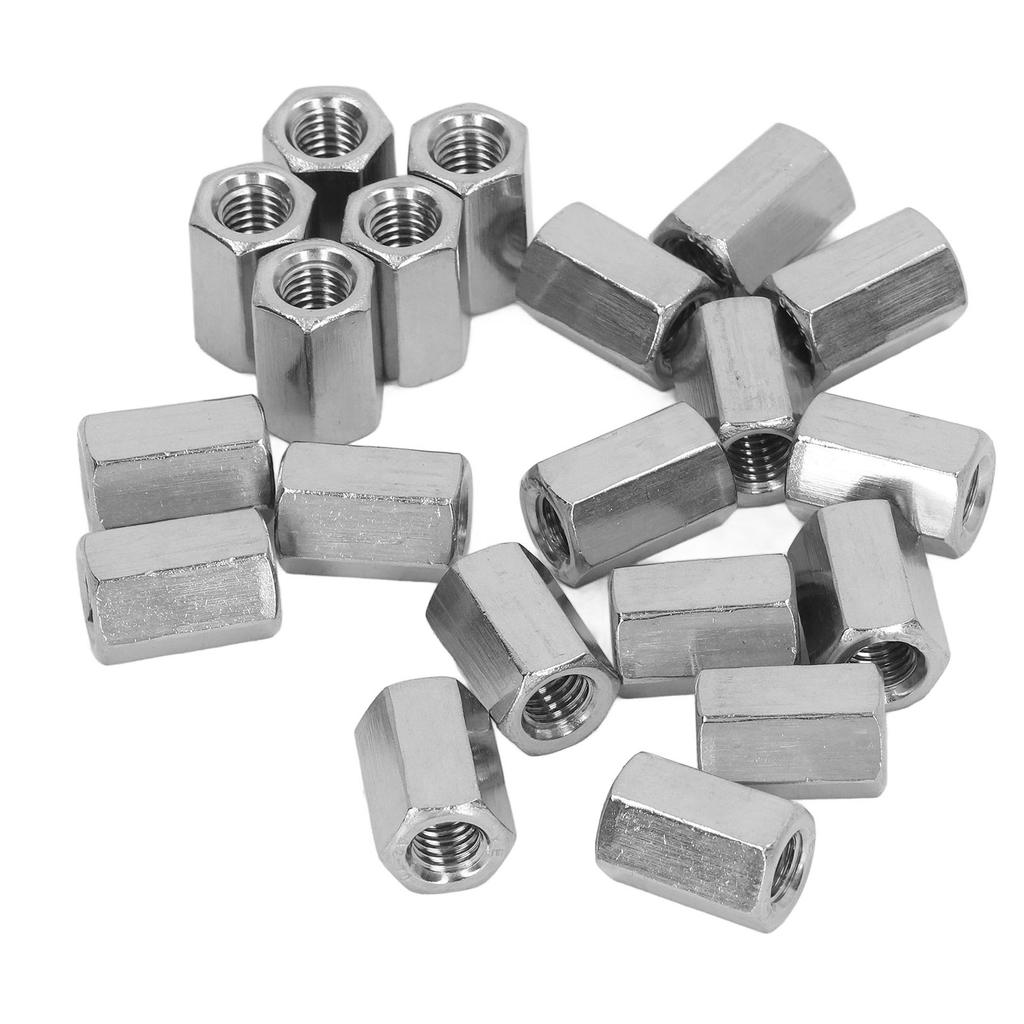 20PCS Hex Coupling Nuts 304 Stainless Steel Thread Rod Connection Nut for Bolts Studs Screws