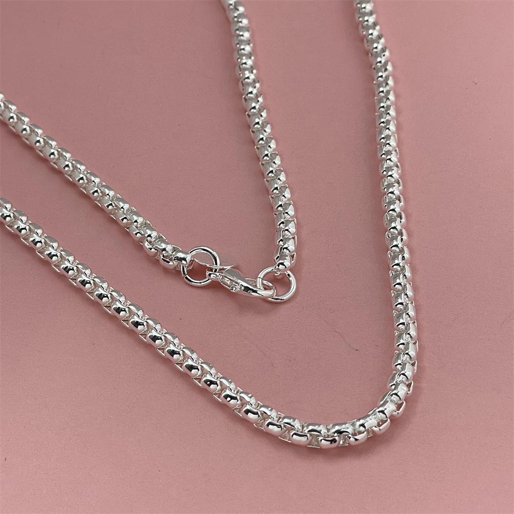 2026 European and American jewelry 925 silver plated 50-60CM 4MM round box necklace