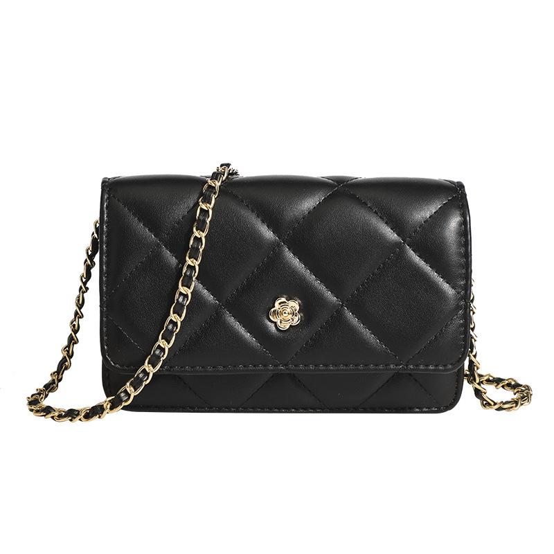 2023 კლასიკური Camellia Diamond Chain Messenger: მრავალმხრივი ერთი მხრის მაღალი დონის დახვეწილი პატარა კვადრატული ჩანთა