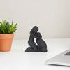 Faceless Humanoid Dog Sculpture 3D Printed Girl with Figurine Ornament, Minimalist Squatting Pose Modern Pet Friendship Decor Sculpture, Healing