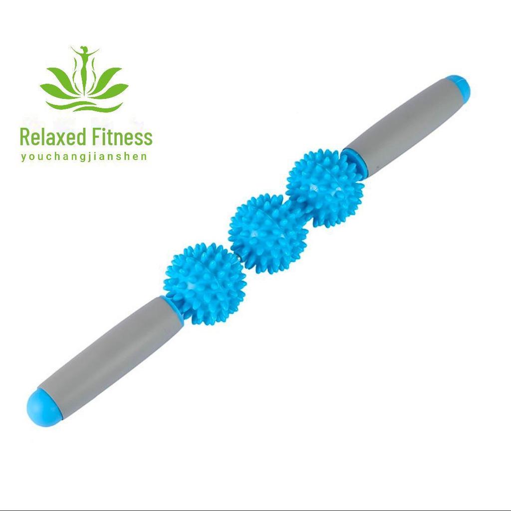 Массажный ролик «Ежик»: Йога-фитнес-палка с шипами для расслабления мышц (Варианты с 3 или 5 мячами)