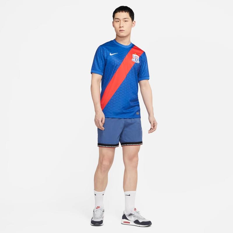 Nike 2021 Shanghai Shenhua Home Fan Jersey, быстросохнущая футболка с коротким рукавом, мужские топы сапфирово-синего цвета CT6191-486