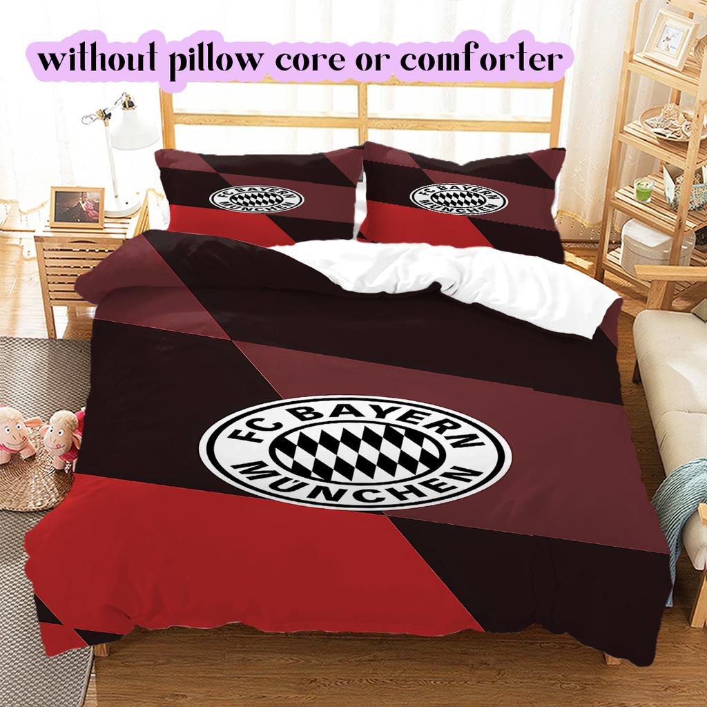 FC Bayern Munich Pattern Bedding Quilt Set Quilt Cover Pillowcase Home Decoration Birthday Gift (1 * duvet cover + 2 * pillowcase, without core)