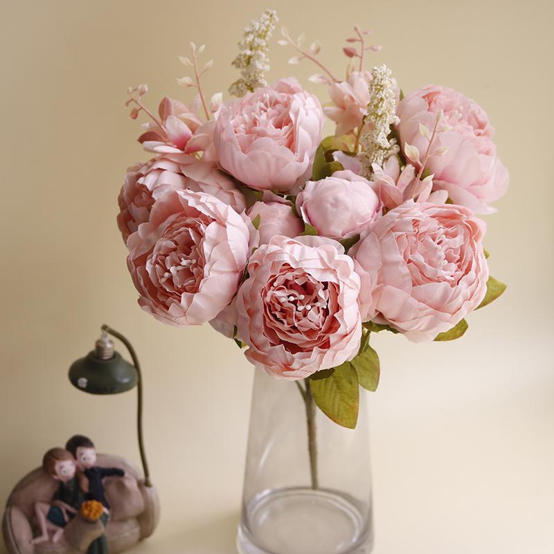13 Heads Silk Peony Artificial Fake Flowers Wedding Bouquet Home Party Decor
