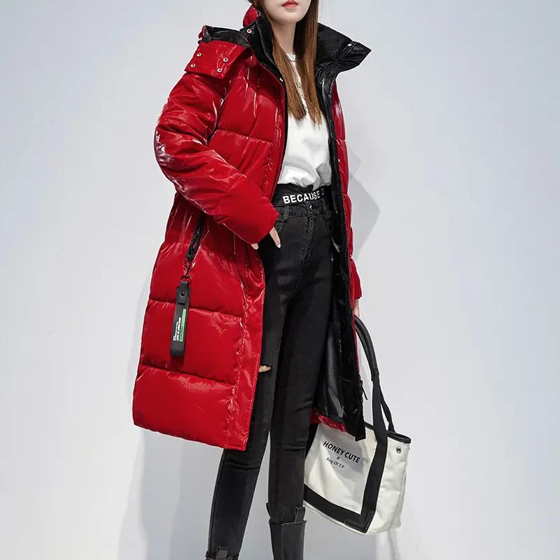 Winter Women Korean Fashion Oversized Hooded Jackets Thicken Warm Waterproof Casual Long Coats