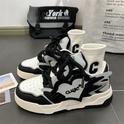 Vibe high street американские ретро-тенденции на платформе одиночные туфли в стиле колледжа черного и серого цветов, сочетающиеся между собой, повседневные туфли для женщин