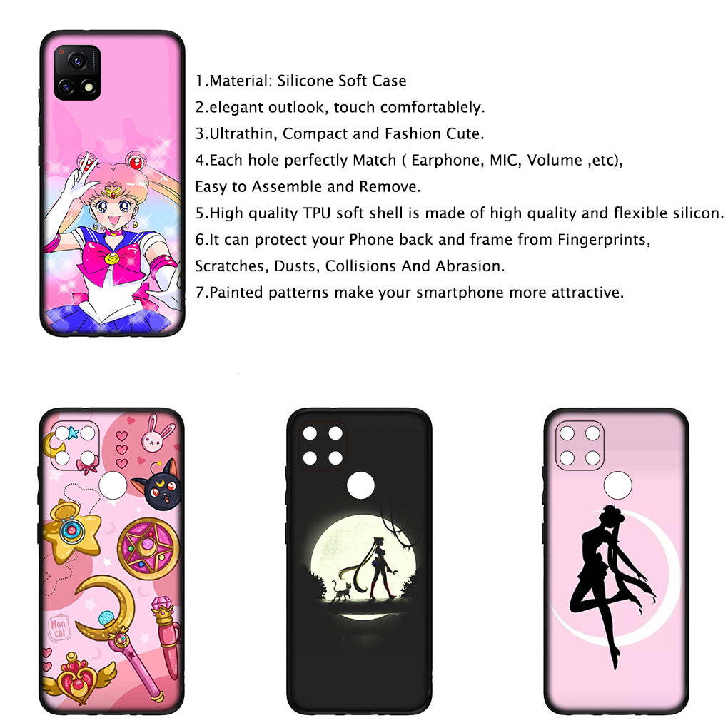 Чехол для iPhone 16 15 Xiaomi Redmi Note 14 13 12 11 Pro Max X 8 9 16e Samsung Galaxy S25 S24 S23 Moto A4 OPPO Huawei Sailor Anime Moon Cat Phone Case