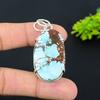 Natural Tibetan Turquoise Gemstone 925 Sterling Silver Pendant 2.17" G4y60