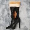 Winter Over The Knee Women Boots Leather Sexy High Heels Slip On Shoes Pointed Toe Woman Long