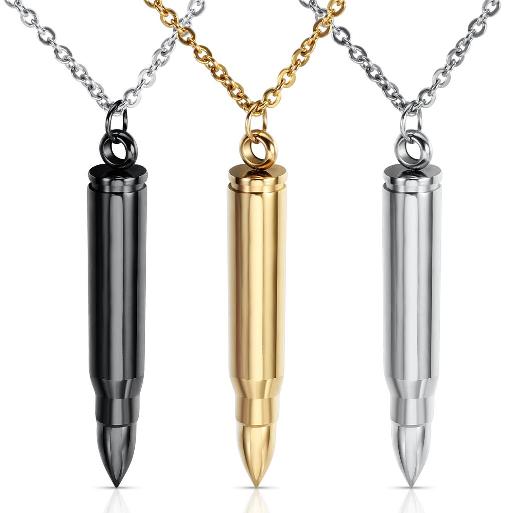 Bullet Head Can Be Unscrewed Hollow Pendant Necklace Veterans Commemoration