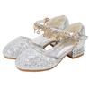 Summer new fashion girls' leather shoes, princess shoes, children's crystal shoes, soft-soled high-heeled shoes for little girls' runway performances