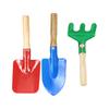 3Pcs/Set Kids Beach Sand Toy Wooden Handle Iron Shovel Rake Spade Toddlers Outdoor Summer Beach Digging Gardening Tools