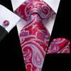Paisley Mens Blue Tie Set Silk Woven Necktie Handkerchief Cufflinks Wedding Gift