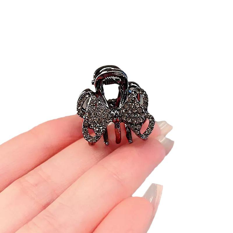 Корейская заколка-краб с бантом из стразов